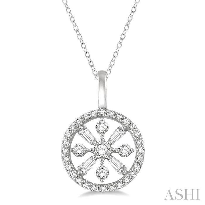 ASHI Circle Baguette Diamond Fashion Pendant 90375PPFHPDWG