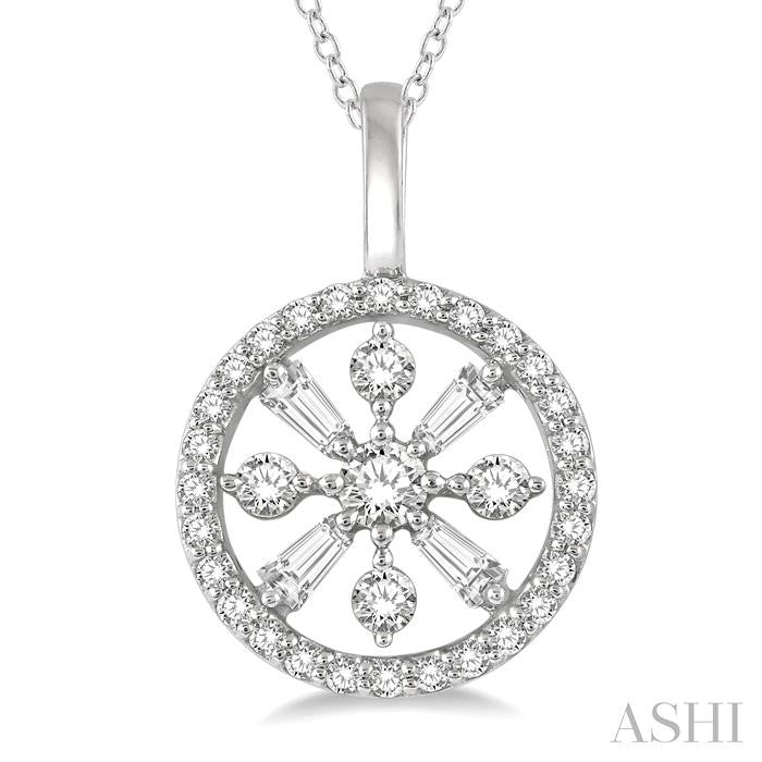 ASHI Circle Baguette Diamond Fashion Pendant 90375PPFHPDWG