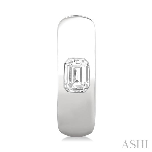 ASHI Emerald Shape Bezel Set Diamond Huggie Fashion Earrings 903G5PPFGERWG-OC