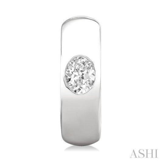 ASHI Oval Shape Bezel Set Diamond Huggie Fashion Earrings 903G5PPFGERWG-OV