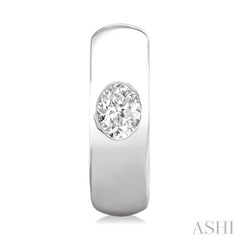ASHI Oval Shape Bezel Set Diamond Huggie Fashion Earrings 903G5PPFGERWG-OV