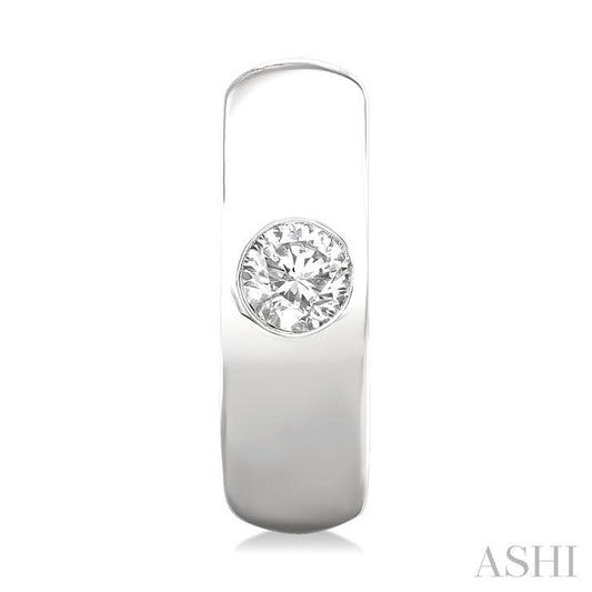 ASHI Round Shape Bezel Diamond Huggie Earrings 903G5PPFGERWG-RD