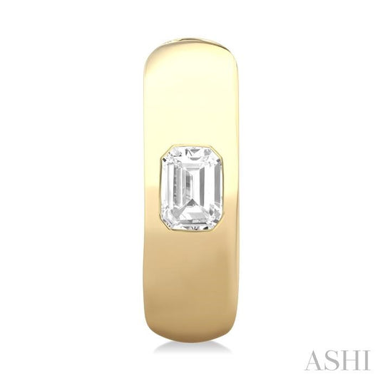 ASHI Emerald Shape Bezel Set Diamond Huggie Fashion Earrings 903G5PPFGERYG-OC