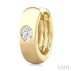 ASHI Oval Shape Bezel Set Diamond Huggie Fashion Earrings 903G5PPFGERYG-OV