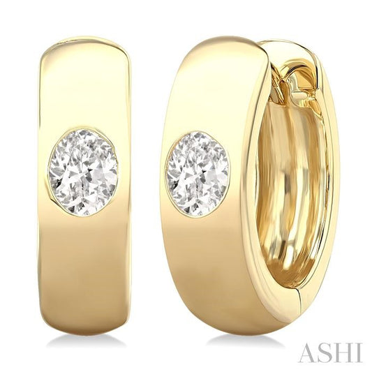 ASHI Oval Shape Bezel Set Diamond Huggie Fashion Earrings 903G5PPFGERYG-OV