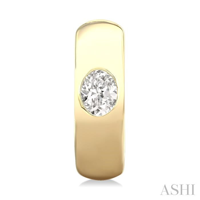ASHI Oval Shape Bezel Set Diamond Huggie Fashion Earrings 903G5PPFGERYG-OV