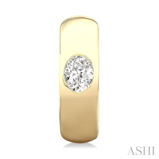 ASHI Oval Shape Bezel Set Diamond Huggie Fashion Earrings 903G5PPFGERYG-OV