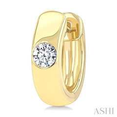 ASHI Round Shape Bezel Diamond Huggie Earrings 903G5PPFGERYG-RD
