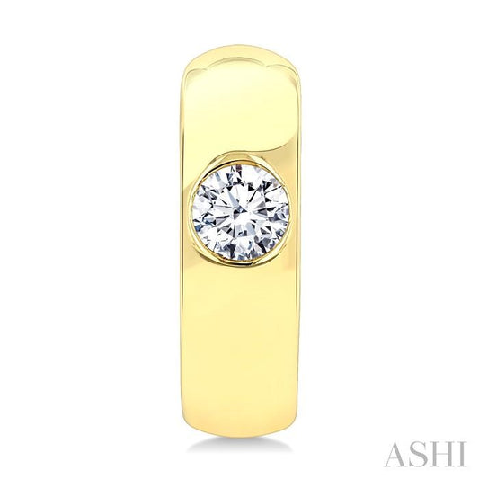 ASHI Round Shape Bezel Diamond Huggie Earrings 903G5PPFGERYG-RD