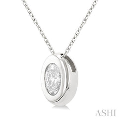 ASHI Oval Shape Bezel Set Diamond Pendant 903G5PPFGPDWG-OV