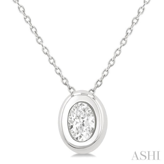 ASHI Oval Shape Bezel Set Diamond Pendant 903G5PPFGPDWG-OV