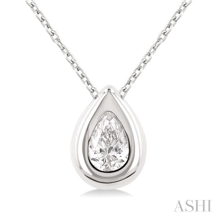 ASHI Pear Shape Bezel Set Diamond Pendant 903G5PPFGPDWG-PR