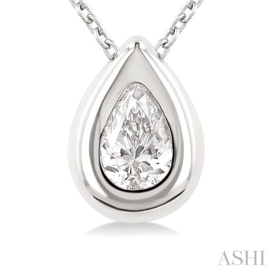 ASHI Pear Shape Bezel Set Diamond Pendant 903G5PPFGPDWG-PR
