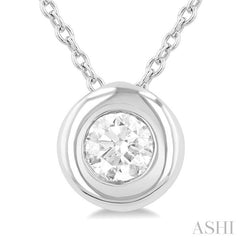ASHI Round Shape Bezel Set Bubble Diamond Pendant 903G5PPFGPDWG-RD