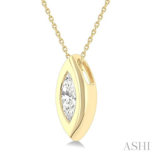ASHI Marquise Shape Bezel Set Diamond Pendant 903G5PPFGPDYG-MQ