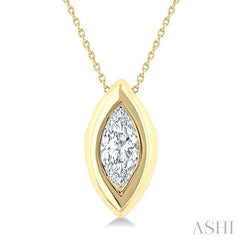 ASHI Marquise Shape Bezel Set Diamond Pendant 903G5PPFGPDYG-MQ