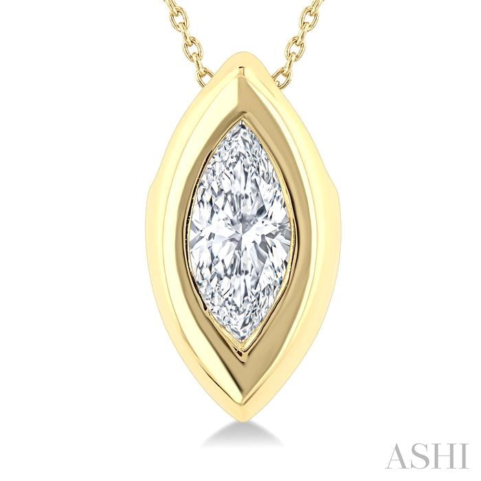 ASHI Marquise Shape Bezel Set Diamond Pendant 903G5PPFGPDYG-MQ