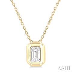 ASHI Emerald Shape Bezel Set Diamond Pendant 903G5PPFGPDYG-OC