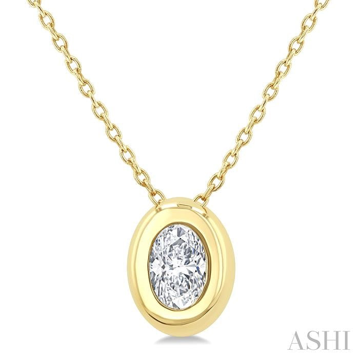 ASHI Oval Shape Bezel Set Diamond Pendant 903G5PPFGPDYG-OV