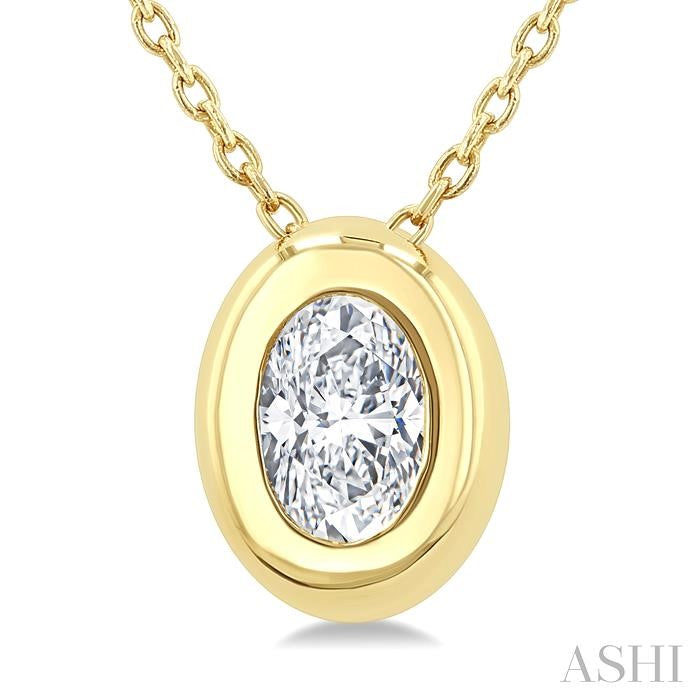 ASHI Oval Shape Bezel Set Diamond Pendant 903G5PPFGPDYG-OV