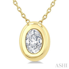 ASHI Oval Shape Bezel Set Diamond Pendant 903G5PPFGPDYG-OV