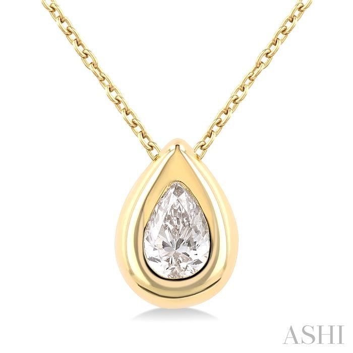 ASHI Pear Shape Bezel Set Diamond Pendant 903G5PPFGPDYG-PR