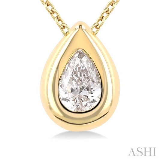 ASHI Pear Shape Bezel Set Diamond Pendant 903G5PPFGPDYG-PR
