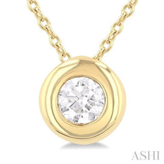 ASHI Round Shape Bezel Set Bubble Diamond Pendant 903G5PPFGPDYG-RD