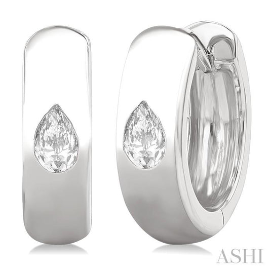 ASHI Pear Shape Bezel Set Diamond Huggie Fashion Earrings 903G6PPFGERWG-PR