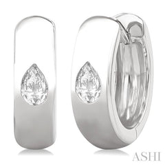 ASHI Pear Shape Bezel Set Diamond Huggie Fashion Earrings 903G6PPFGERWG-PR