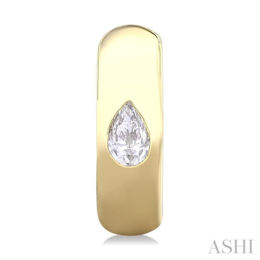 ASHI Pear Shape Bezel Set Diamond Huggie Fashion Earrings 903G6PPFGERYG-PR