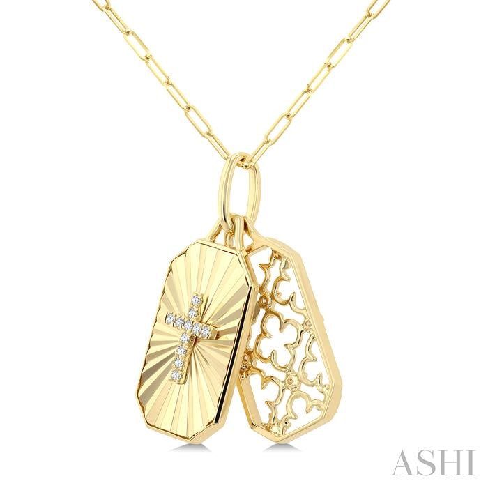 ASHI Rectangular Shape Fluted Cross Diamond Pendant 903J9PPTGPDYG