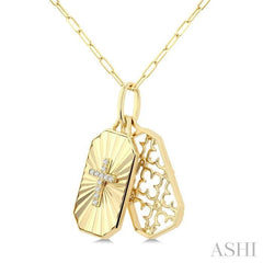 ASHI Rectangular Shape Fluted Cross Diamond Pendant 903J9PPTGPDYG