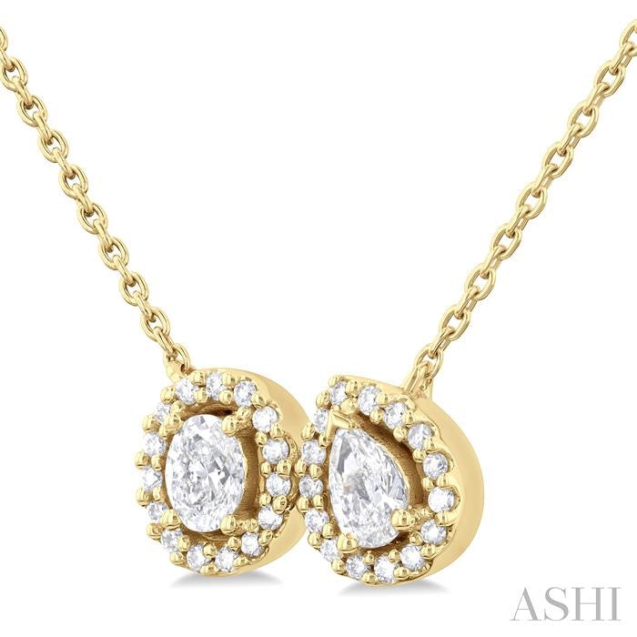 ASHI Toi Et Moi Halo Diamond Pendant 90424PPFHPDYG