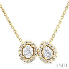ASHI Toi Et Moi Halo Diamond Pendant 90424PPFHPDYG