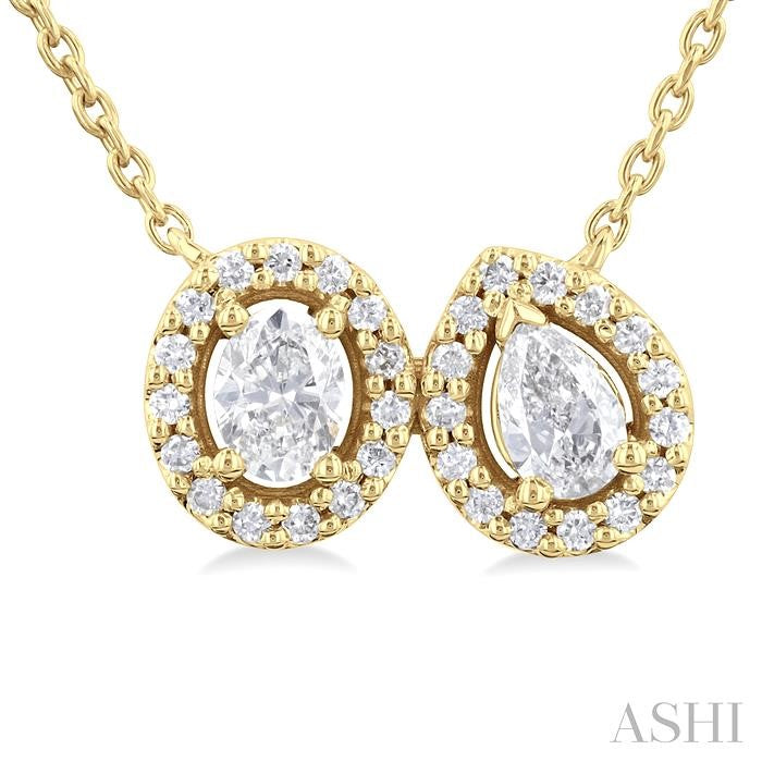 ASHI Toi Et Moi Halo Diamond Pendant 90424PPFHPDYG