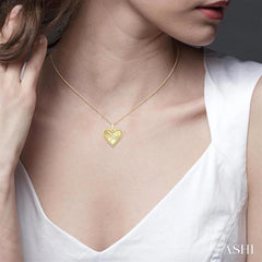 ASHI Heart Shape Fluted Medallion Diamond Pendant 90449PPTGPDYG-HRT