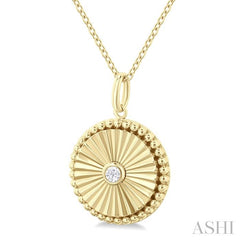 ASHI Circle Fluted Medallion Diamond Pendant 90449PPTGPDYG-RD