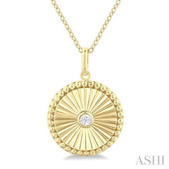 ASHI Circle Fluted Medallion Diamond Pendant 90449PPTGPDYG-RD