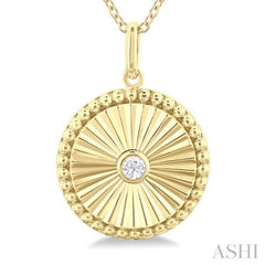 ASHI Circle Fluted Medallion Diamond Pendant 90449PPTGPDYG-RD