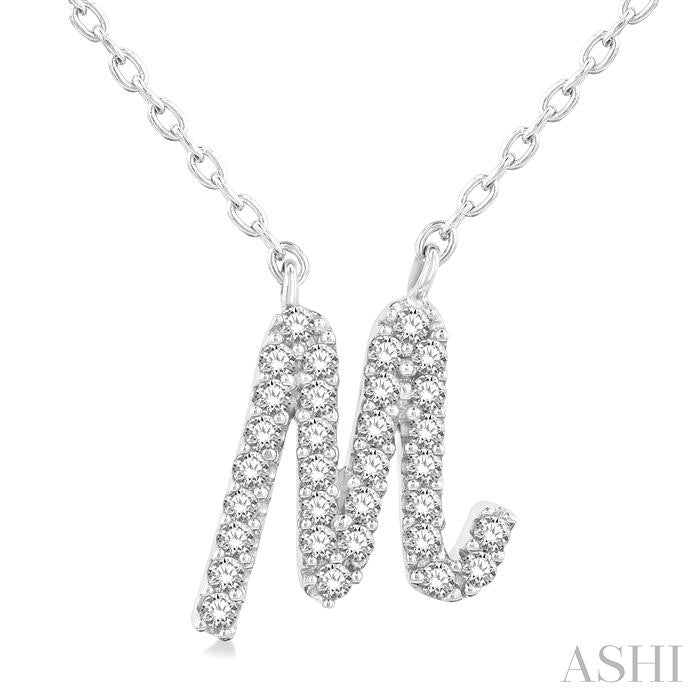 ASHI Script 'M' Initial Diamond Pendant 90468PPFSPDWG-M