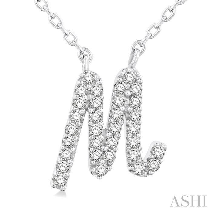 ASHI Script 'M' Initial Diamond Pendant 90468PPFSPDWG-M