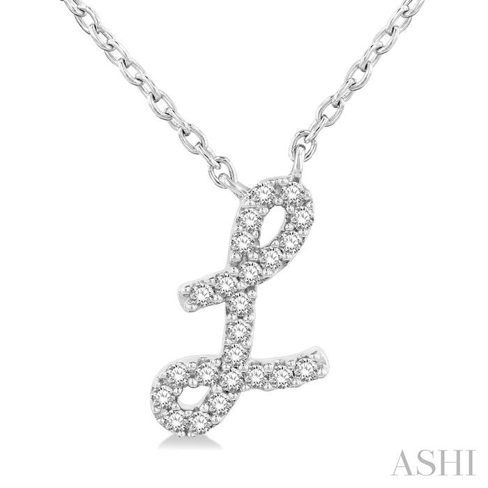 ASHI Script 'L' Initial Diamond Pendant 90469PPFSPDWG-L