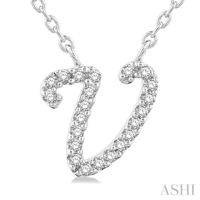 ASHI Script 'V' Initial Diamond Pendant 90469PPFSPDWG-V