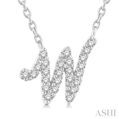 ASHI Script 'W' Initial Diamond Pendant 90469PPFSPDWG-W