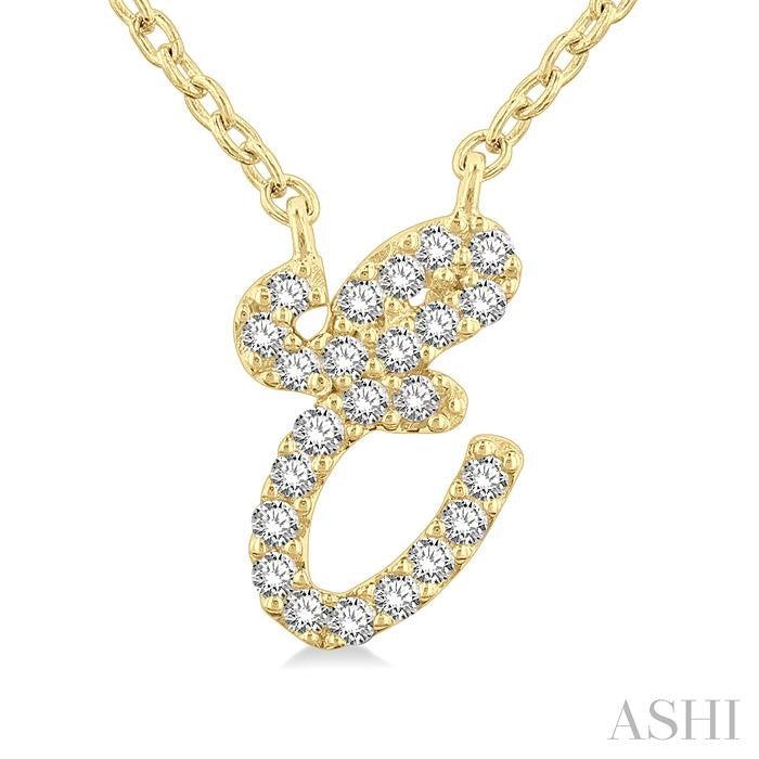 ASHI Script 'E' Initial Diamond Pendant 90469PPFSPDYG-E