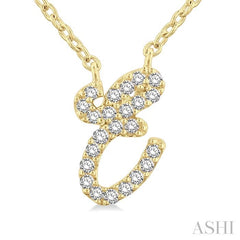 ASHI Script 'E' Initial Diamond Pendant 90469PPFSPDYG-E