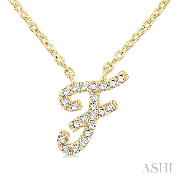 ASHI Script 'F' Initial Diamond Pendant 90469PPFSPDYG-F