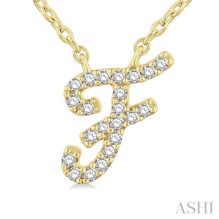 ASHI Script 'F' Initial Diamond Pendant 90469PPFSPDYG-F