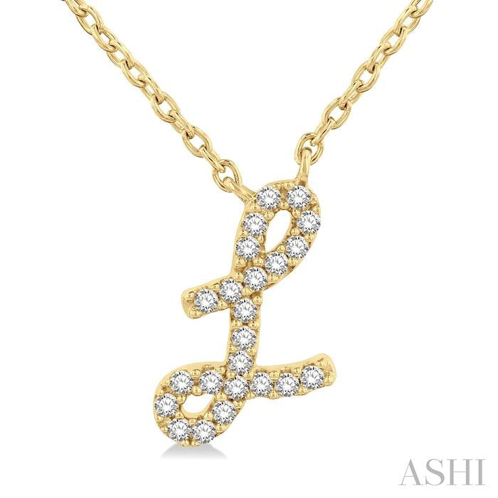 ASHI Script 'L' Initial Diamond Pendant 90469PPFSPDYG-L
